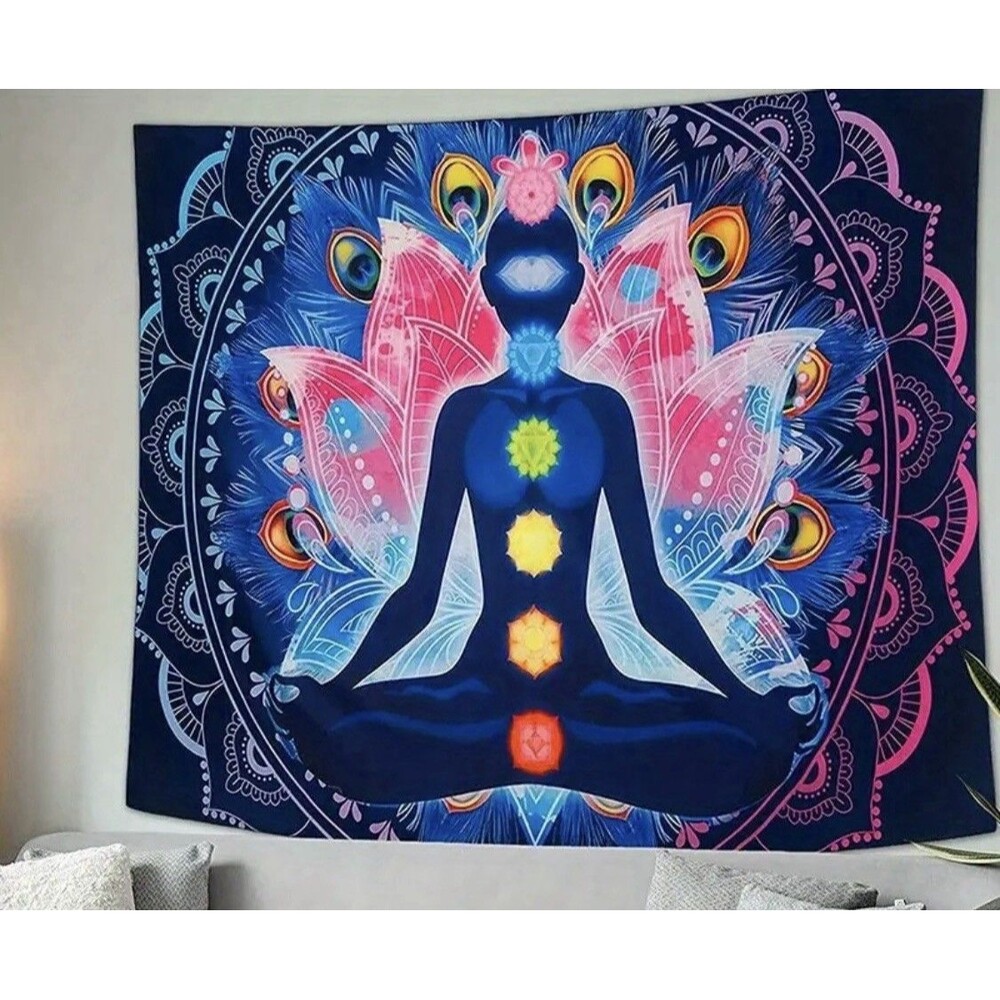 Seven Chakra Reiki Mandala Wall Hanging Tapestry Yoga Meditation Large 59"X39"